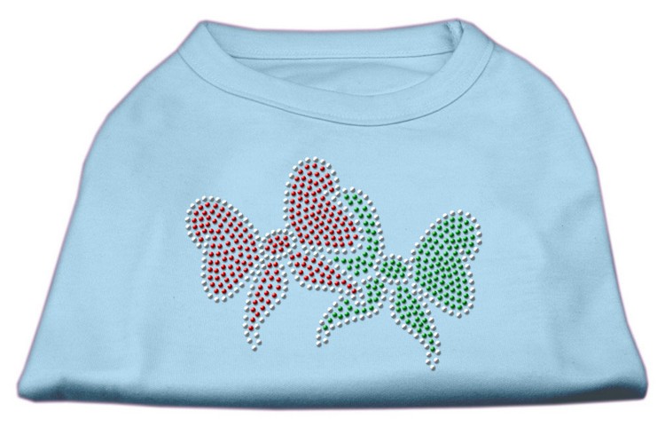 Christmas Bows Rhinestone Shirt Baby Blue XS